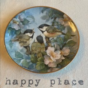 Charming Porcelain Plate with Bird Design/Chickadee